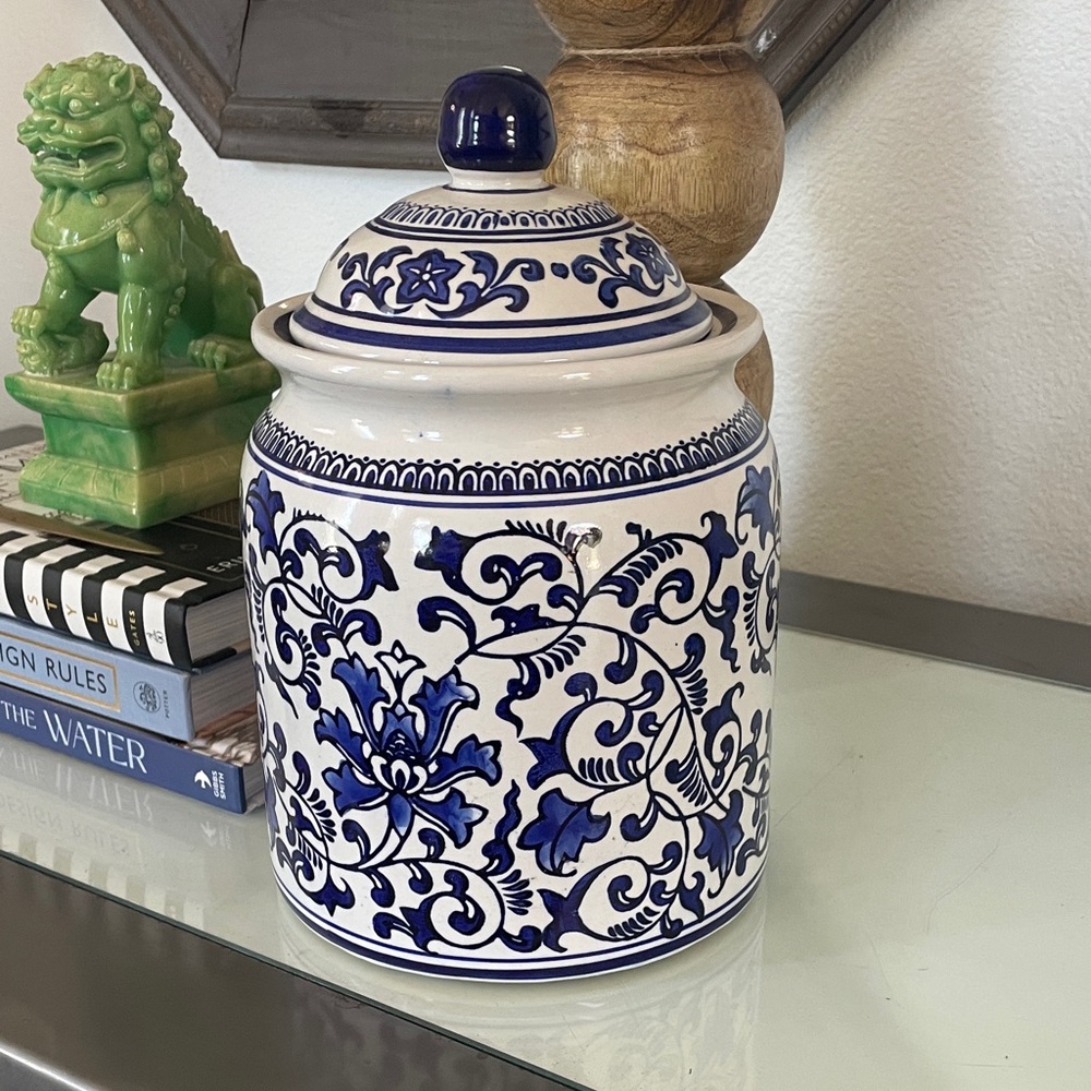 Blue and White Ceramic Jar